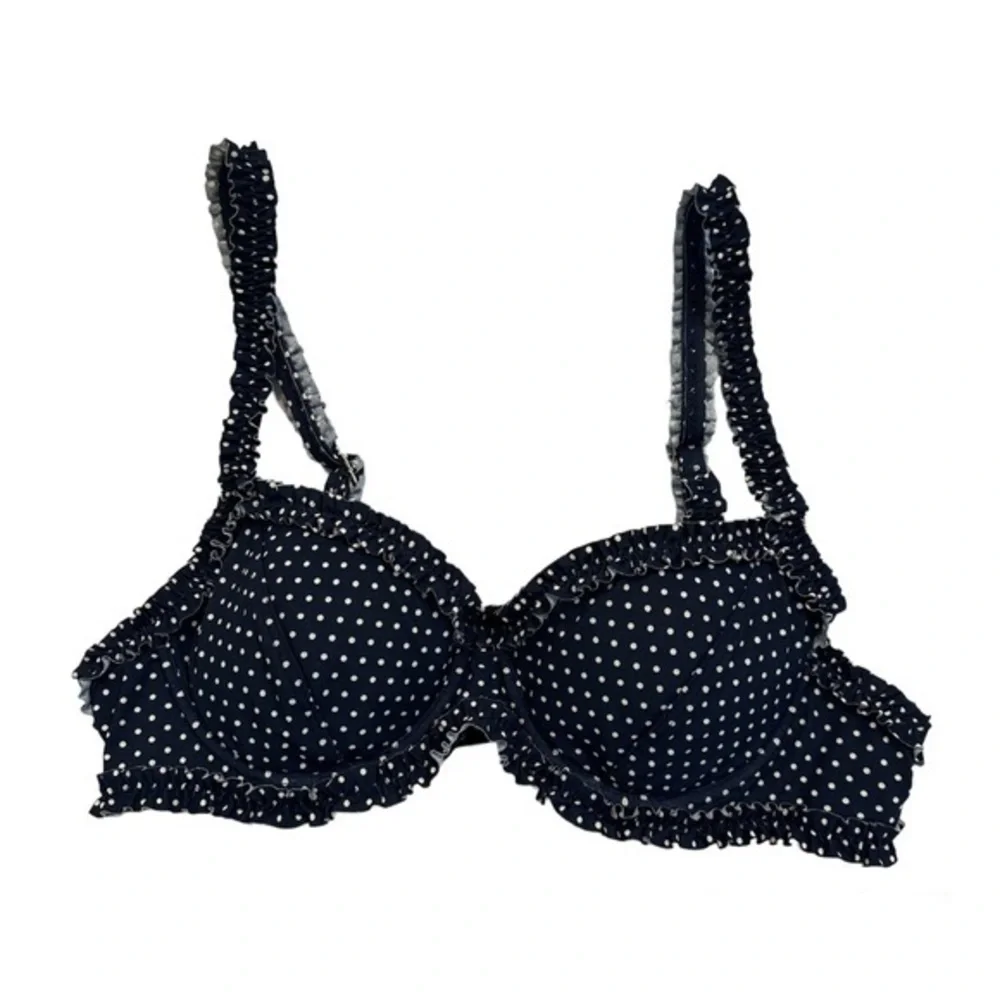 Tory Burch Polka Dot Underwire Bikini Swim Top Navy Blue Size‎ XS